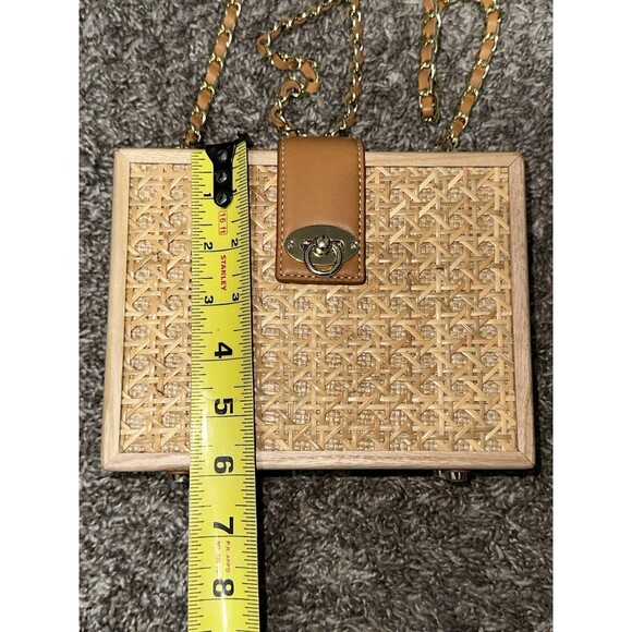 J McLaughlin Eugenie Raffia Pattern Wood Crossbody Bag - Picture 3 of 10